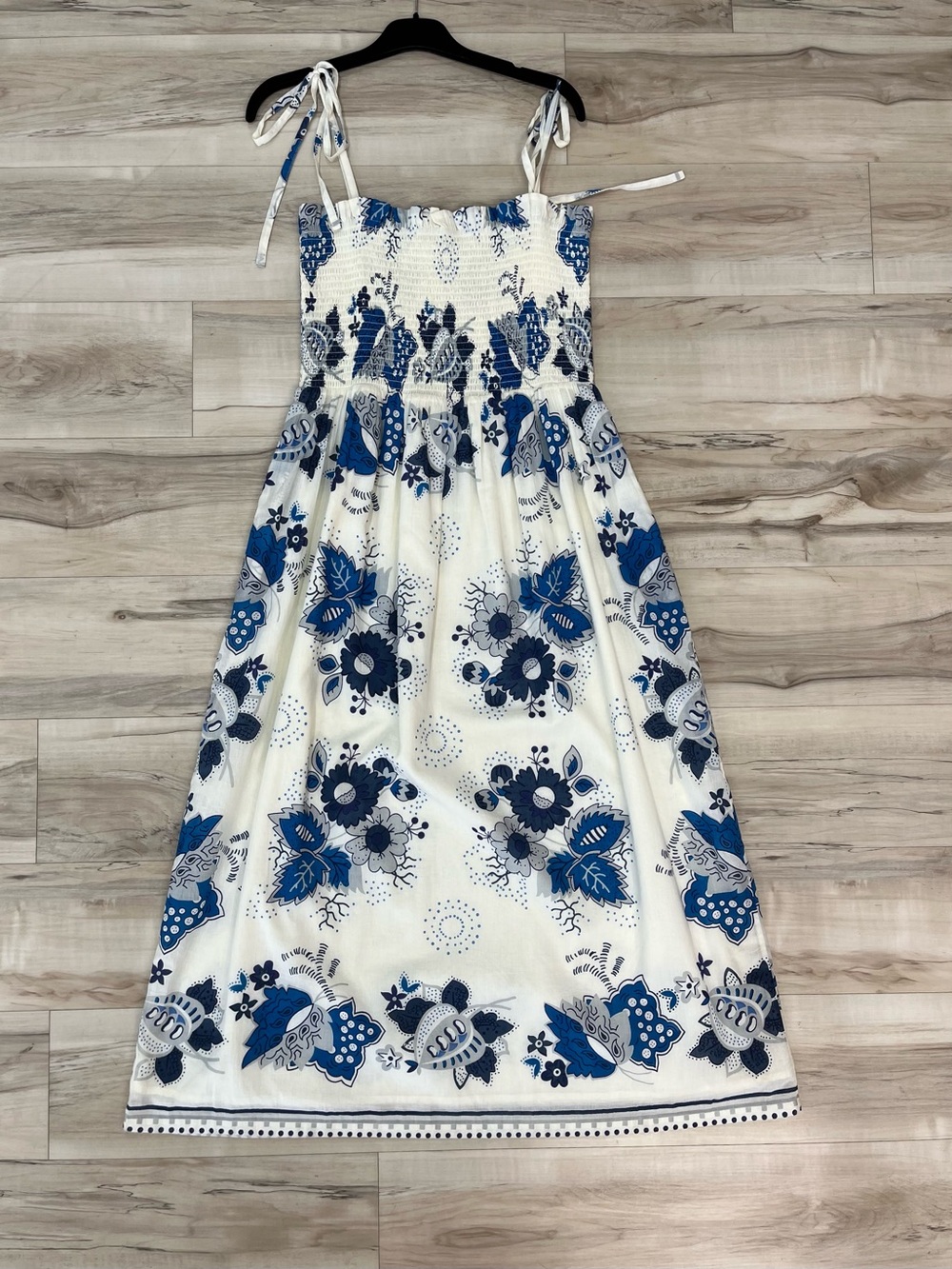 Alix Of Bohemia White Dress with Blue Floral Print